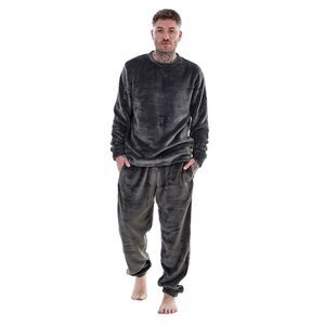 Keanu Mens Fleece Long Pyjama Set / Gray